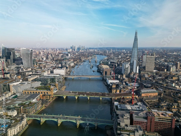 Obraz Aerial view over London towards Tower Bridge UK 