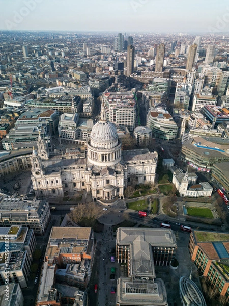 Obraz St Paul's aerial view drone shot London UK