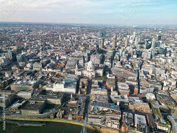 Obraz St Paul's aerial view drone shot London UK