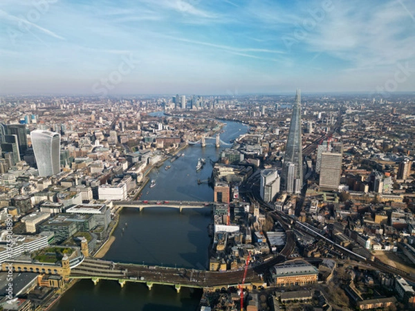Obraz Aerial view over London towards Tower Bridge UK 
