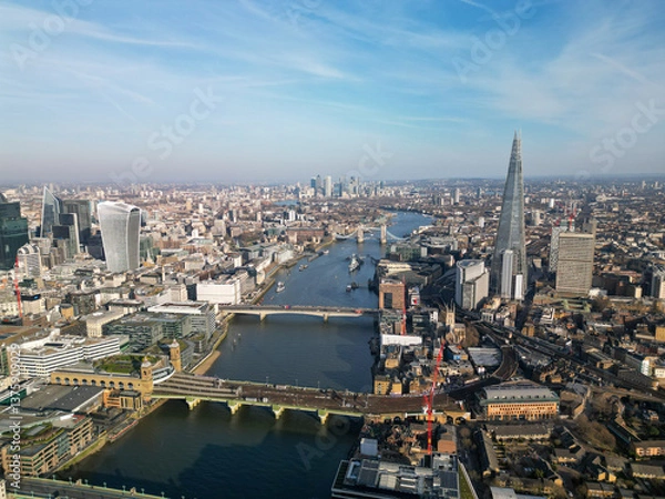 Obraz Aerial view over London towards Tower Bridge UK 