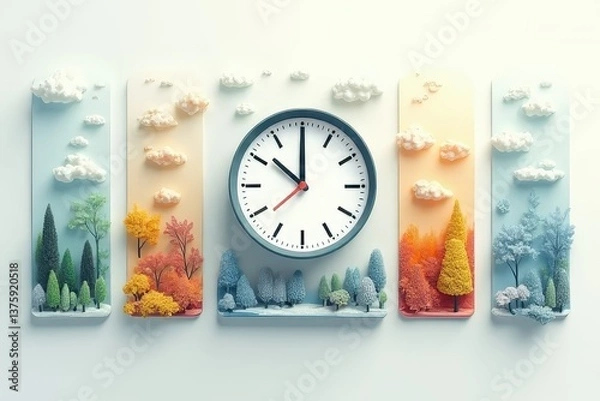 Fototapeta Seasonal Clock: Yearly Transitions