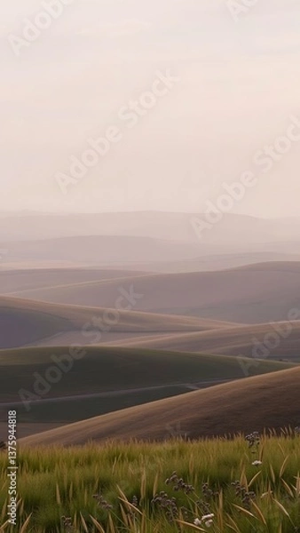Obraz Tranquil Dawn over Rolling Hills