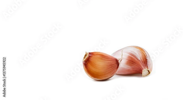 Fototapeta Garlic clove close-up on a white background. Isolated