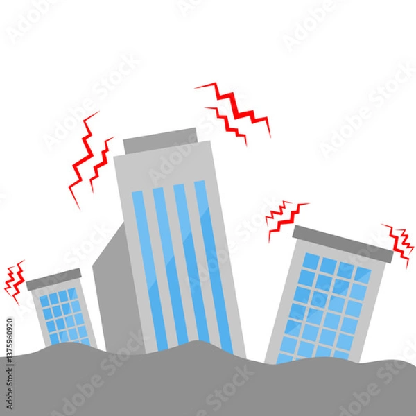 Obraz Earthquake city  vector illustration,Building collapse