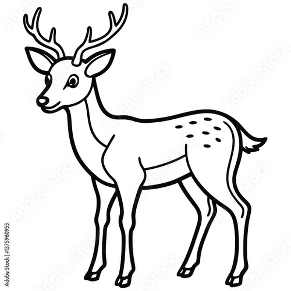 Fototapeta Silhouette of a Deer with Antlers Vector Illustration
