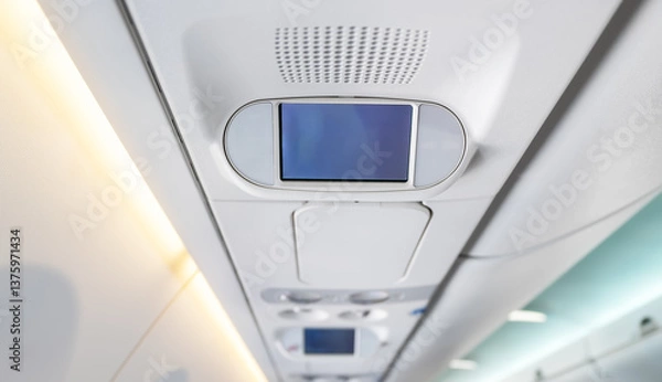 Fototapeta Empty Information screen inside an aircraft.