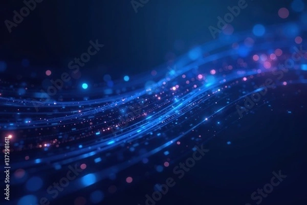 Fototapeta Abstract dark blue tech lines, shimmering effect, indigo, deep