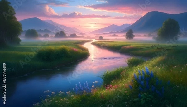 Obraz sunrise over lake