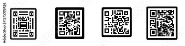 Obraz Various styles of QR codes displayed on a plain background highlighting digital information access
