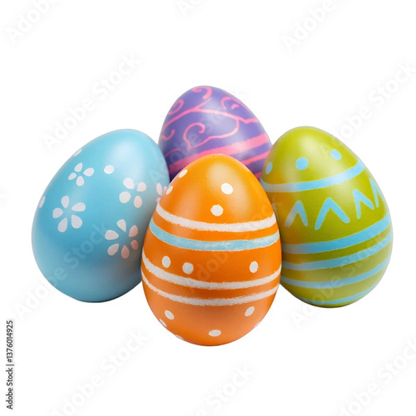 Fototapeta Colorful Easter Eggs, Patterned, Spring Holiday, Transparent Background