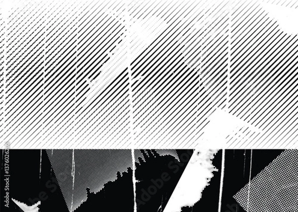 Fototapeta Grunge textured banner with rough edges. Halftone dots texture. Overlay grunge texture . Simply place texture over any object to create grunge effect . Banner with scratched surface for your design. 