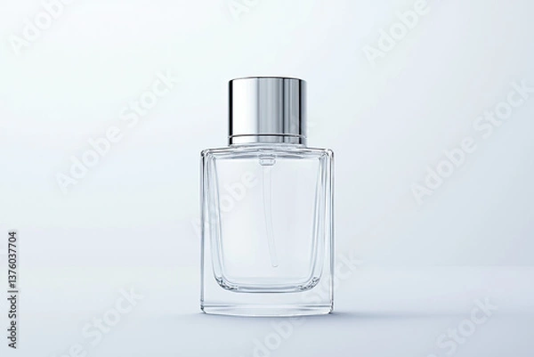 Fototapeta An elegant, empty perfume bottle awaits its scent, ready to capture a moment of timeless fragrance, showcased in soft light against a minimalist backdrop.