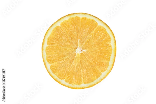 Fototapeta Isolated juicy ripe orange slice on white background