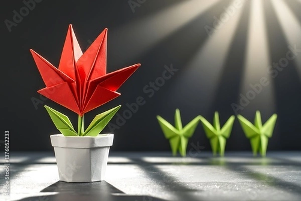 Obraz Origami flower with hope, and shadows.