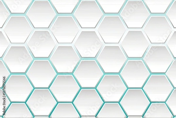 Fototapeta High-Tech Hexagonal Grid with Blue Lights Background