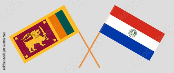 Obraz Crossed flags of Sri Lanka and Republic of Paraguay. Official colors. Correct proportion. Vector illustration