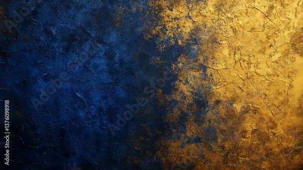 Fototapeta Gradient backgrounds velvet tone. A textured abstract artwork featuring a blend of deep blue and vibrant gold tones, creating a striking contrast.