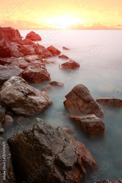 Obraz wet stones in sea water