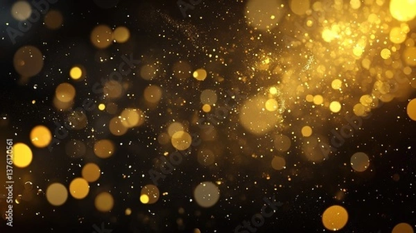 Fototapeta Golden and silver fireworks burst in a night sky, symbolizing celebration and joy