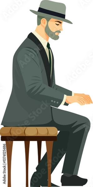 Fototapeta Man sitting, Pianist