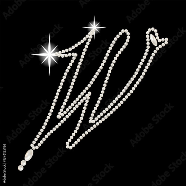 Fototapeta Capital Letters of English alphabet romantic with pearls