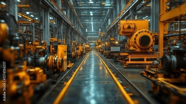 Fototapeta Industrial symphony: A rhythmic perspective inside a powerhouse of manufacturing