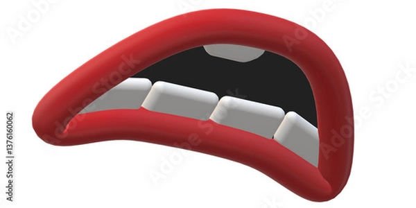 Fototapeta Realistic 3D Cartoon Lips and Teeth on a Transparent Background