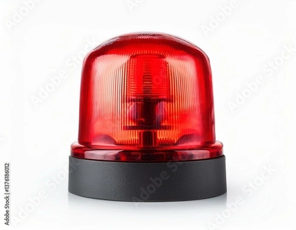 Obraz Red siren light isolated on white background 