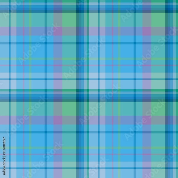 Fototapeta Seamless pattern with pleasant blue, violet and green colors for plaid, fabric, textile, clothes, tablecloth and other things. Vector image.