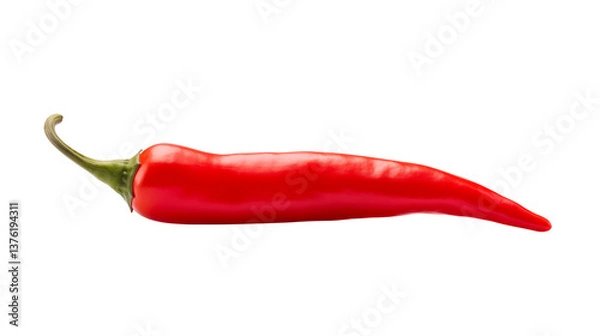 Fototapeta Close up of a single red chili pepper on a transparent 
 background