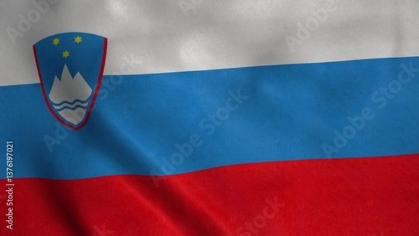 Obraz Slovenia national flag waving in the wind. 3d illustration