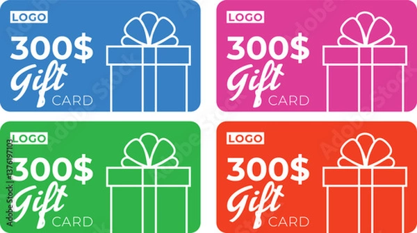 Obraz Sale banner with $300 off coupon. Black Friday. Gift certificate, coupon design. Promo code, coupon code label design. Discount on banner. Vector illustration eps 10