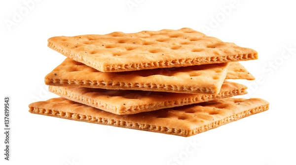Obraz A stack of square crackers on a transparent 
 background close up
