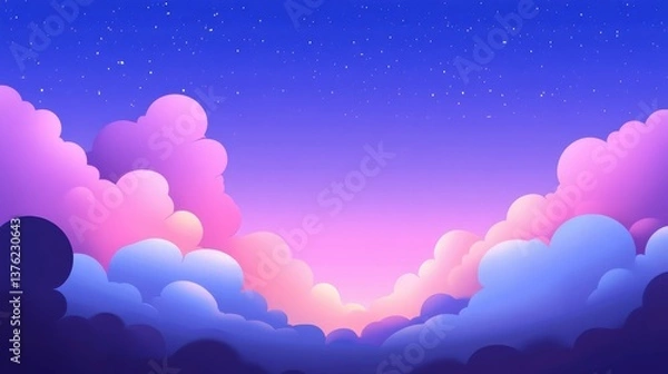 Obraz PNG Evening pastel sky clouds nature cloudscape. illustration