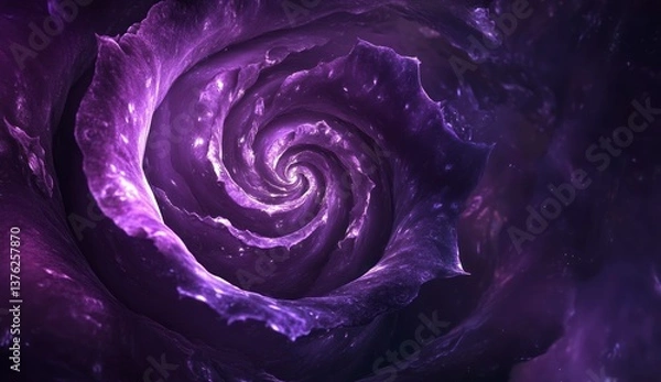 Fototapeta Mystical Rose Spiral Fractal Galaxy Abstract Design Purple Hues
