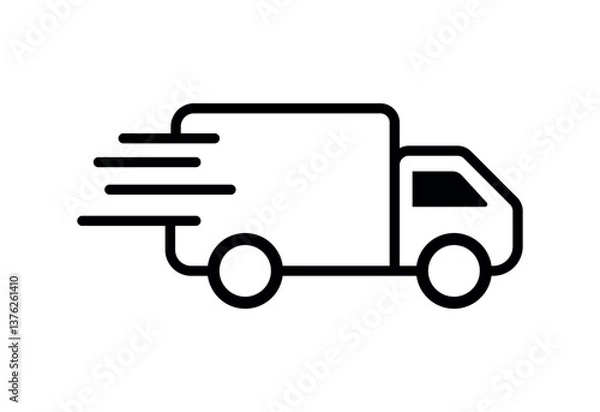 Obraz Fast shipping delivery truck icon, cargo van symbol, and delivery truck flat icon for use in apps and websites