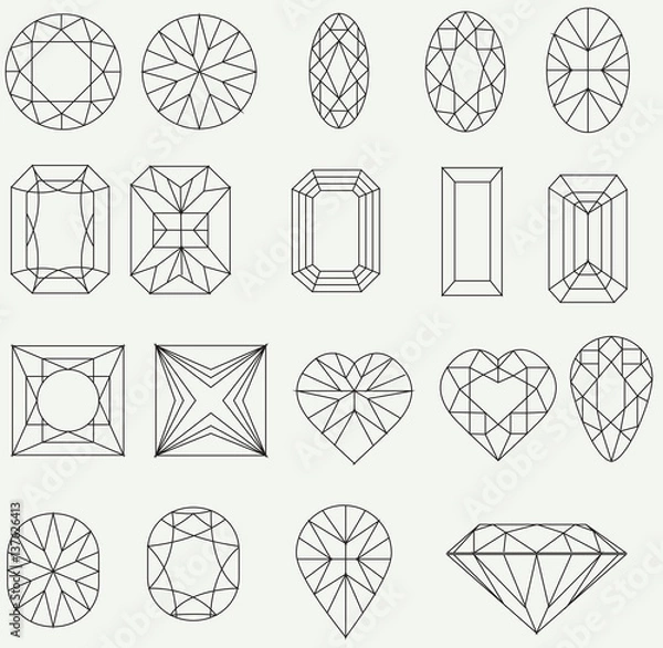 Fototapeta Set of diamond design elements 