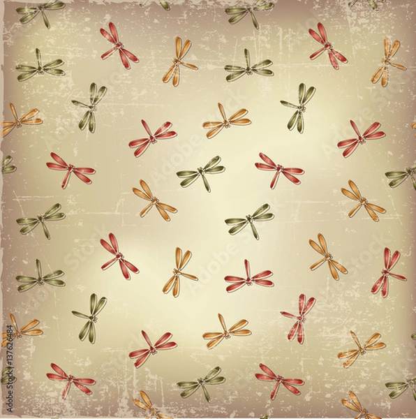 Fototapeta Vintage dragonfly background
