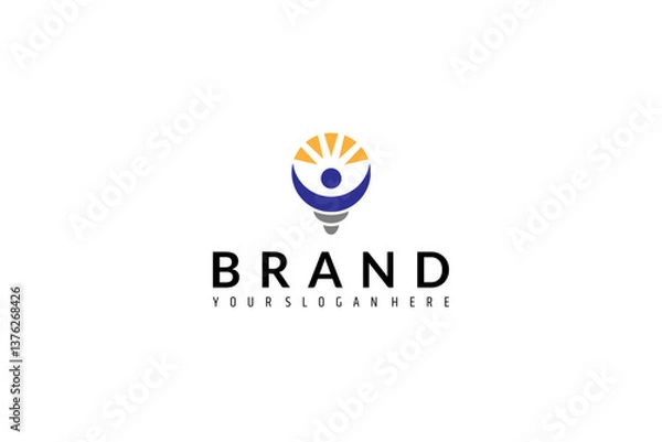 Fototapeta bulb logo with combination of people in flat design
