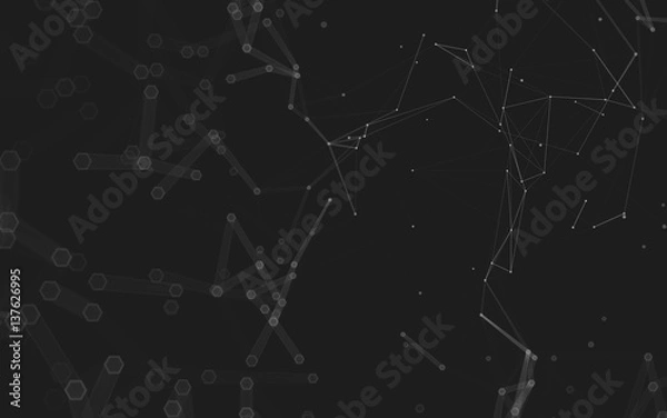 Fototapeta Abstract polygonal space low poly dark background, 3d rendering