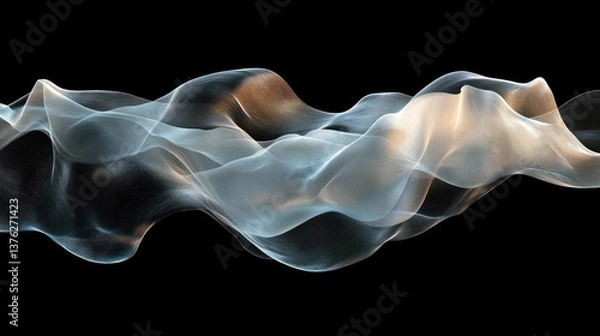 Obraz A smooth wave-like design, with layers of translucent, overlapping patterns, forming a harmonious blend of light and dark hues, creating an ethereal background surface