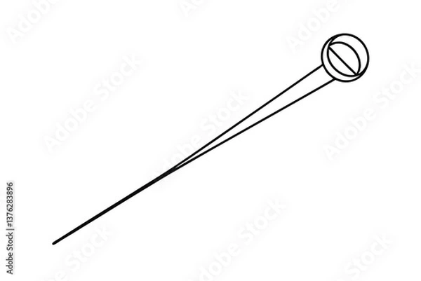 Fototapeta Line Drawing of a Long Straight Pin with Head
