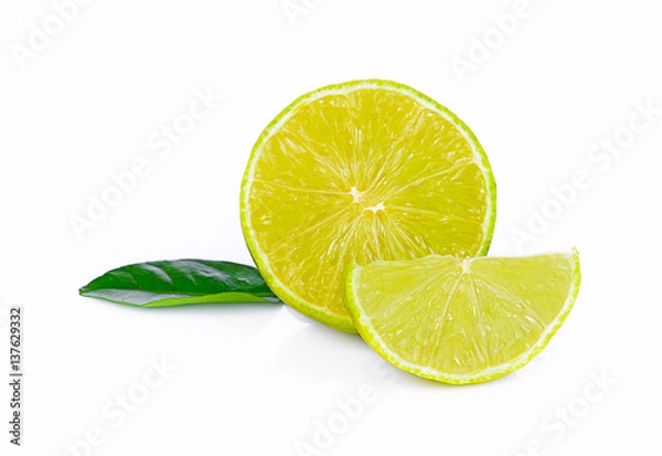 Obraz fresh lime wedge isolated on a white background.