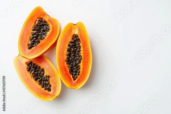 Obraz Bright orange papaya slices showcase vibrant color and unique te