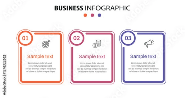Fototapeta Business infographic template with 3 options or steps	
