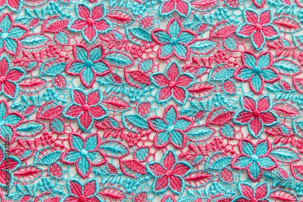 Fototapeta Colorful lace on white background. No any trademark or restrict matter in this photo.