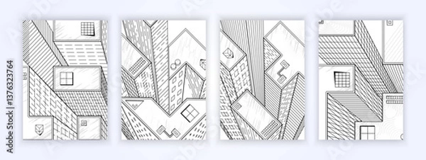 Fototapeta cover design skyscrapers with neat geometric architectural details