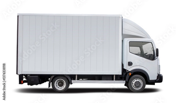 Obraz White truck side view isolated on transparent background. PNG
