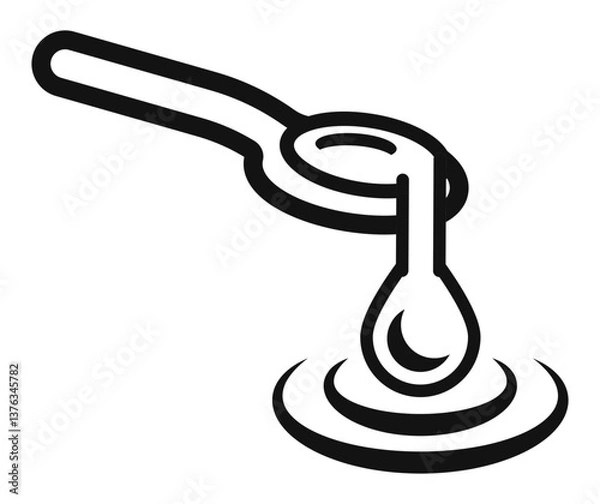 Obraz icon of a spoon dripping liquid into a ripple effect below.